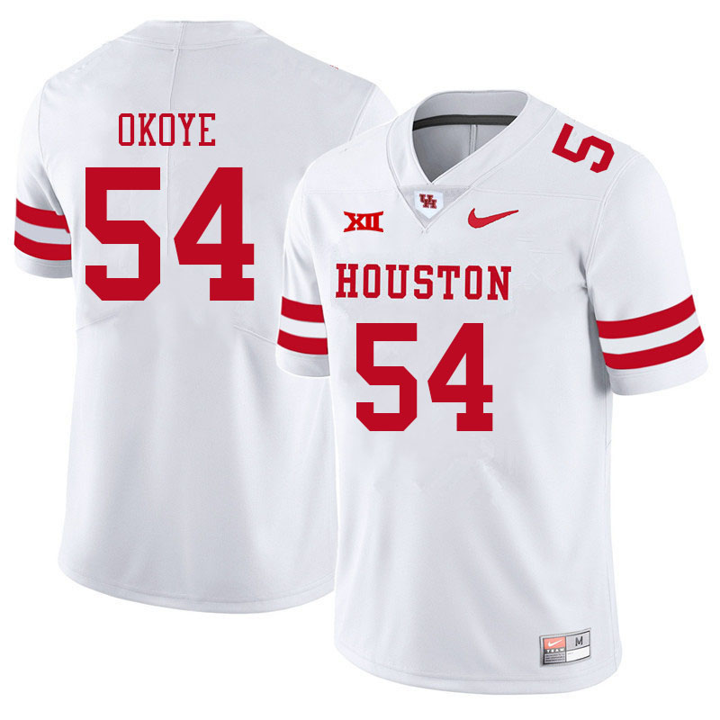 Men #54 Blake Okoye Houston Cougars College Big 12 Conference Football Jerseys Sale-White - Click Image to Close